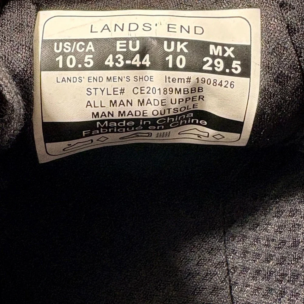 Lands' End Sport Oxford Mens 10.5‎ Black NEW